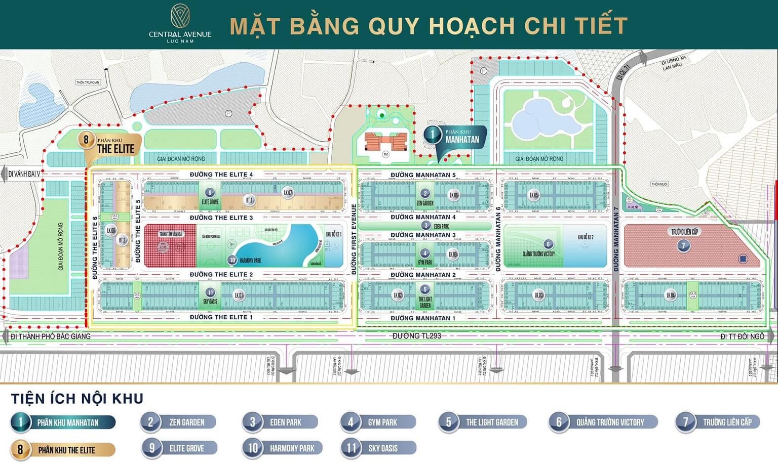 mặt bằng dự án central avenue lan mẫu lục nam