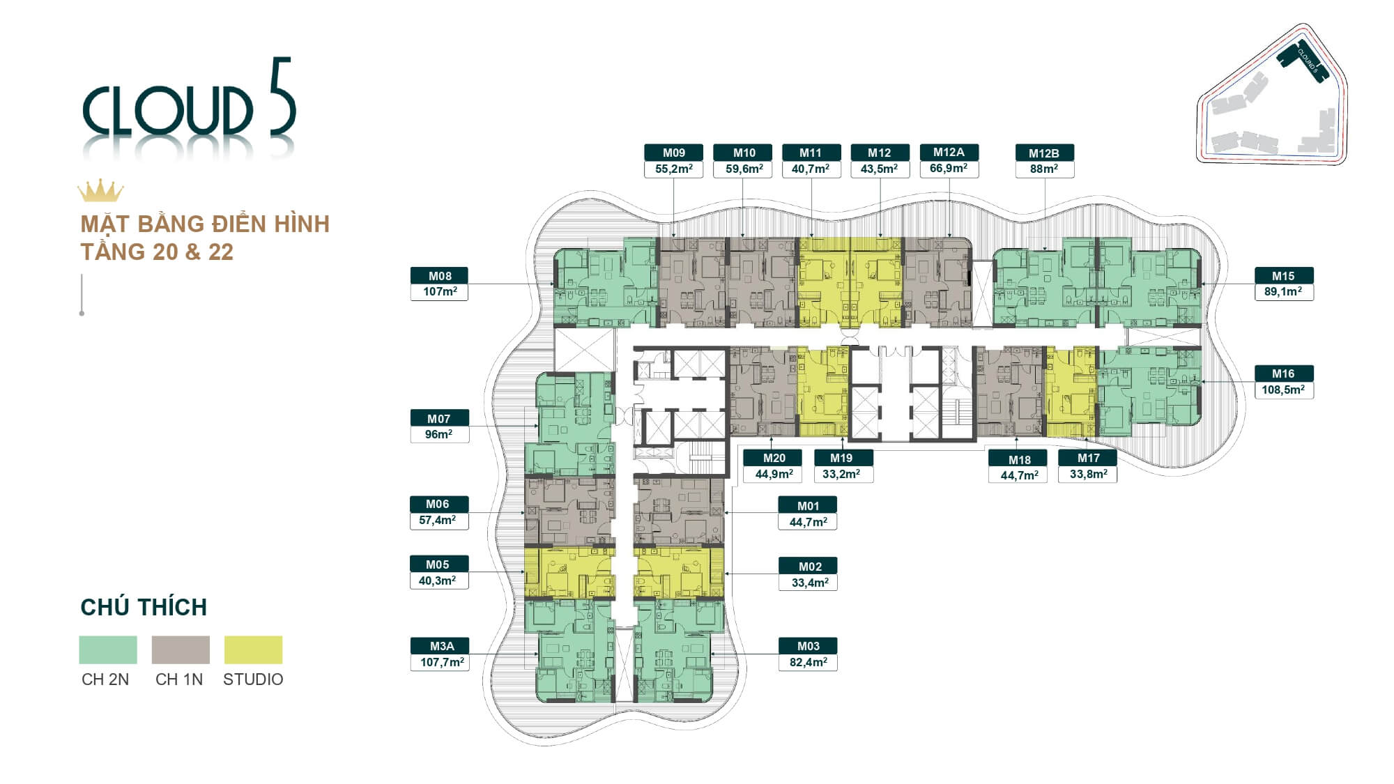 mặt bằng tòa cloud 5 dự án royal mansion bắc ninh