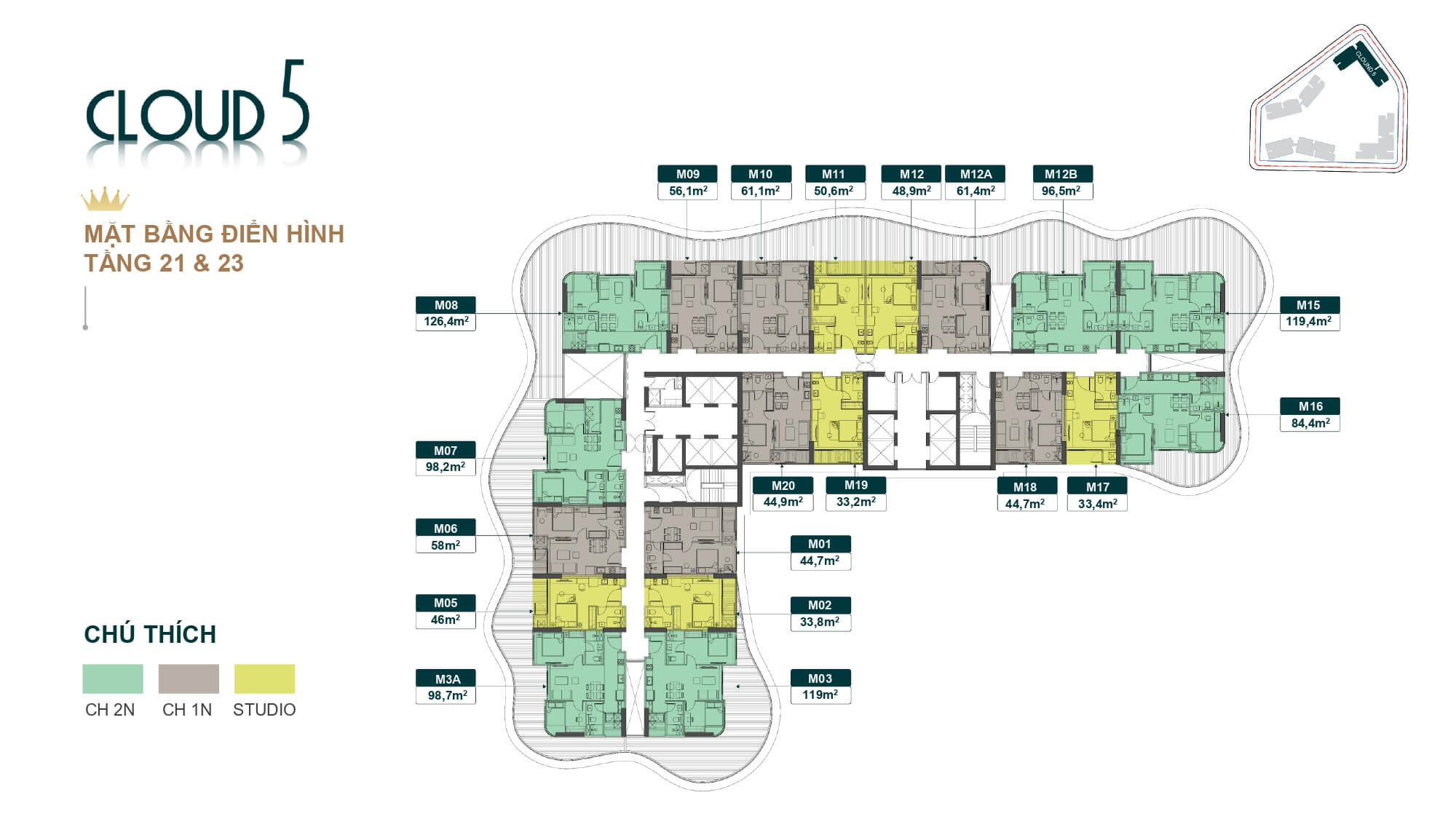 mặt bằng tòa cloud 5 dự án royal mansion bắc ninh