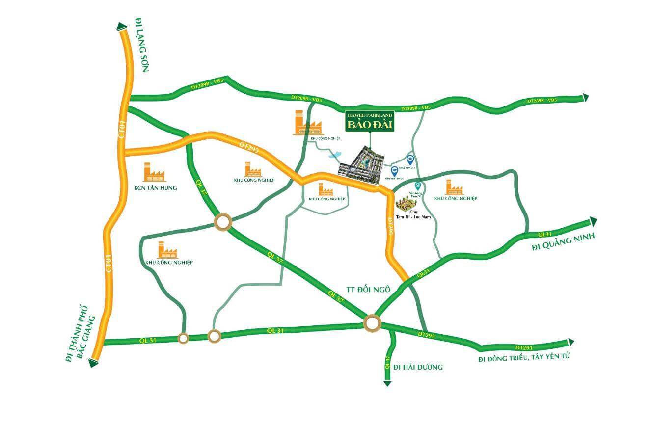 vị trí dự án hawee parkland bảo đài